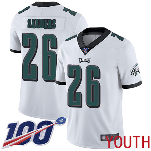 Youth Philadelphia Eagles #26 Miles Sanders White Vapor Untouchable NFL Jersey Limited Player Season